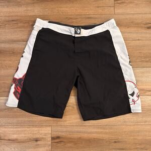 Y2K Warrior MMA Fight Shorts Mens Size 42 Skull Board Shorts Black UFC Style